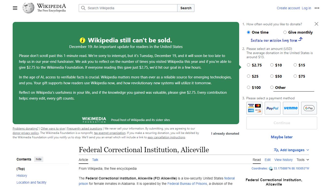 Federal Correctional Institution, Aliceville - Wikipedia